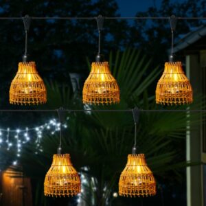 LED Lichterkette BOHO - 5 beleuchtete Lampenschirme - L: 2m - koppe...