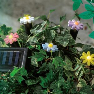 LED Solar Lichterkette Blumen - 5 Gartenstecker mit bunten Blümchen...