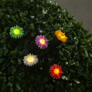 LED Solar Lichterkette Blumen - 5 Gartenstecker mit bunten Blümchen...