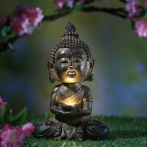 LED Solar Buddha mit Wackelkopf - Gartenfigur - Polyresin - H: 19cm...