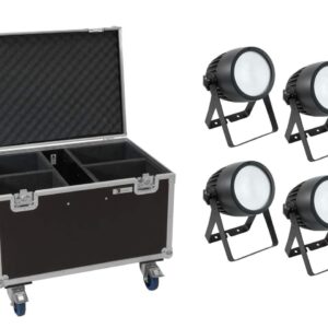 EUROLITE Set 4x LED Theatre COB 200 WW/CW + Case mit Rollen