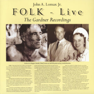 John A. Lomax Jr. - Folk-Live - The Gardner Recordings (LP