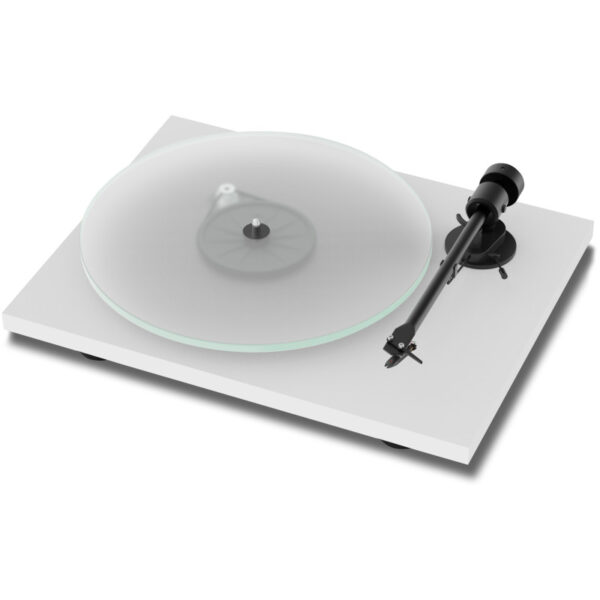 Pro-Ject T1 Seidenmatt weiß | Plug & Play-Plattenspieler | Plattenteller aus Sicherheitsglas | MM-Tonabnehmer Ortofon