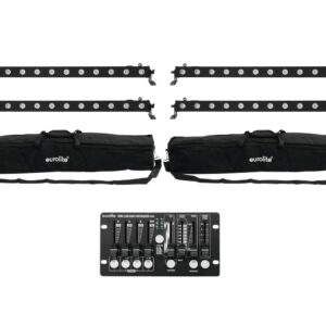 EUROLITE Set 4x LED BAR-12 QCL RGBW + 2x Soft Bags + Controller