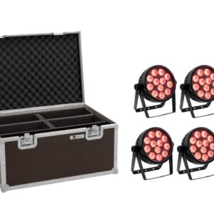 EUROLITE Set 4x LED 7C-12 Silent Slim Spot + Case