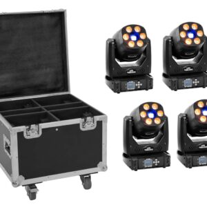 EUROLITE Set 4x LED TMH-H90 + Case mit Rollen