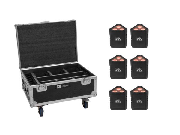 EUROLITE Set 6x AKKU IP TL-3 QCL + Case mit Rollen und Ladefunktion