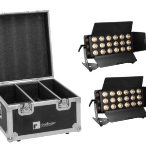 EUROLITE Set 2x LED CLS-18 QCL RGB/WW 18x7W + Flightcase