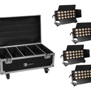 EUROLITE Set 4x LED CLS-18 QCL RGB/WW 18x7W + Flightcase mit Rollen