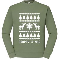 Sprüche Sweatshirt - Crappy X-Mas - S bis XXL - für Männer - Größe XXL - oliv