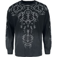 Black Premium by EMP Langarmshirt - Longsleeve With Runes Print - M bis XXL - für Männer - Größe XXL - schwarz/grau