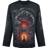 Spiral - Gothic Langarmshirt - Dragon's Lair - M bis XXL - für Männer - Größe XXL - schwarz