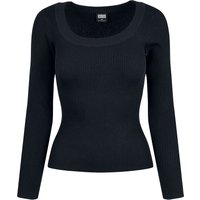 Urban Classics Sweatshirt - Ladies Wide Neckline Sweater - S bis XL - für Damen - Größe XL - schwarz