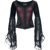 Sinister Gothic - Gothic Langarmshirt - Gothic Longsleeve - XS bis XXL - für Damen - Größe XXL - schwarz/rot