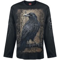 Spiral Langarmshirt - Raven Wise - M bis XXL - für Männer - Größe XXL - schwarz