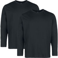 Urban Classics Langarmshirt - Basic Longsleeve 2-Pack - M bis XXL - für Männer - Größe XXL - schwarz