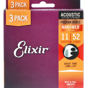 Saiten Vorteilspack Elixir Nanoweb Phosphor Custom Light 3-Pack