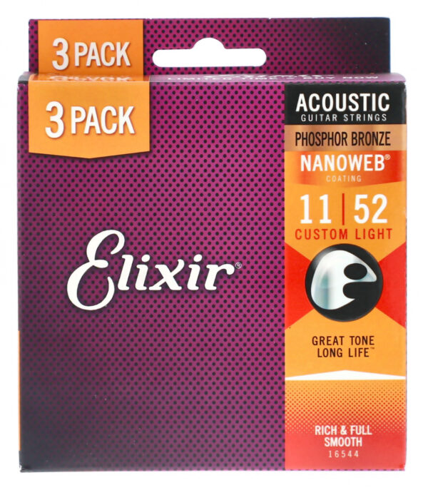 Saiten Vorteilspack Elixir Nanoweb Phosphor Custom Light 3-Pack