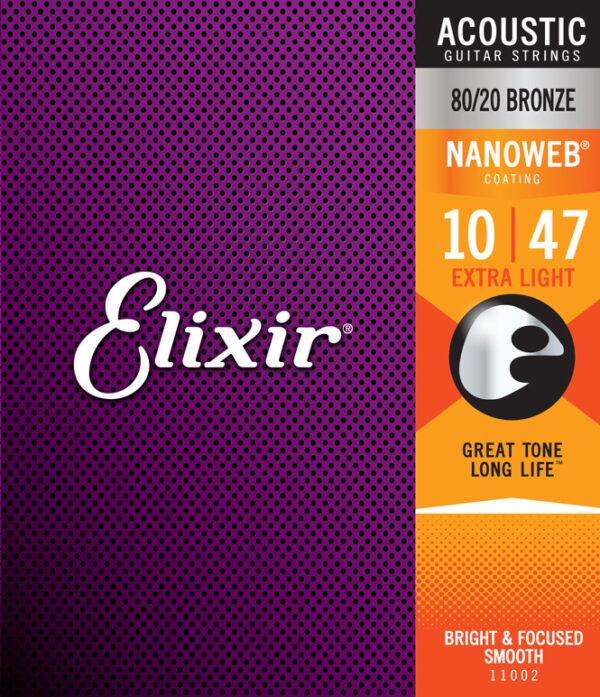 Saitensatz Elixir 11002 Nanoweb 80/20 Extra Light