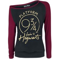 Harry Potter Langarmshirt - Platform 9 3/4 - S - für Damen - Größe S - schwarz/bordeaux  - EMP exklusives Merchandise!