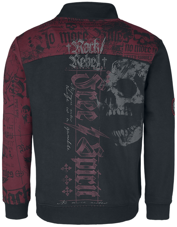 Rock Rebel by EMP - Rock Sweatshirt - Sweatjacke mit Rock Rebel Prints - S - für Männer - Größe S - rot/schwarz – Bild 2