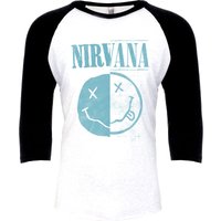 Nirvana Langarmshirt - Two Faced - S bis XL - für Männer - Größe S - weiß/schwarz  - Lizenziertes Merchandise!