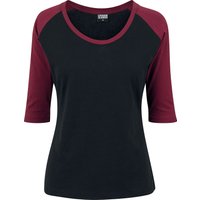 Urban Classics Langarmshirt - Ladies 3/4 Contrast Raglan Tee - S - für Damen - Größe S - schwarz/burgund