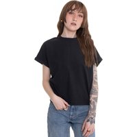 Urban Classics - Ladies Short Pigment Dye Cut On Sleeve Black - T-Shirt -  Schwarz - X-Small - 100% Baumwolle