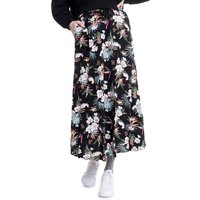 Urban Classics - Ladies Viscose Midi Black Tropical - Rock -  Mehrfarbig - X-Small - 100% Viskose