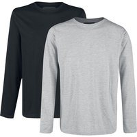 Langarmshirt für Männer  schwarz/grau "Doppelpack Longsleeves Grau und Schwarz mit Rundhalsausschnitt" von RED by EMP