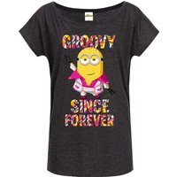 Minions Groovy Damen Loose-Shirt grau meliert