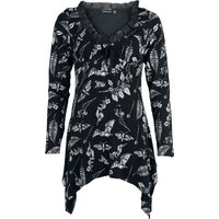 Jawbreaker - Gothic Langarmshirt - Herbat Bat Blouse - XS bis XXL - für Damen - Größe XXL - schwarz/weiß