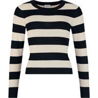 Noisy May Sweatshirt - NMJAZ L/S O-NECK KNIT FWD NOOS - XS bis XL - für Damen - Größe XS - schwarz/beige