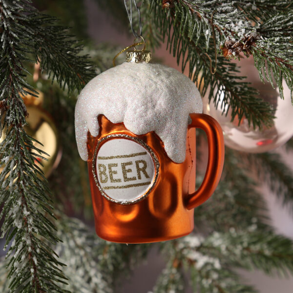 Weihnachtsbaumschmuck BIERGLAS - bruchfest - inkl. Aufhänger - H: 10