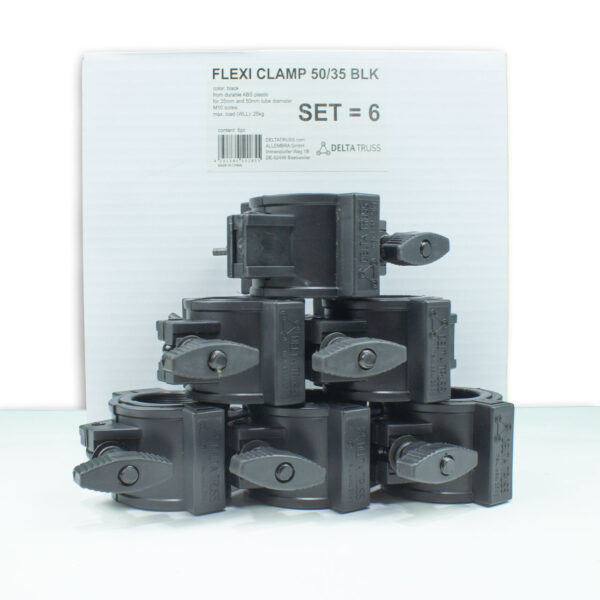 FLEXI CLAMP Set schwarz (6 Stück) - Kunststoff-Klammer f. Traversen