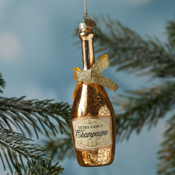 Weihnachtsbaumschmuck CHAMPANGER Flasche - Glas - inkl. Aufhänger - H: 13