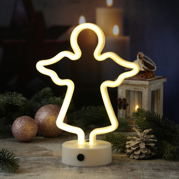 LED NEON Figur ENGEL - Neonlicht - H: 28cm - Batterie oder USB Betrieb - stehend - warmweiß