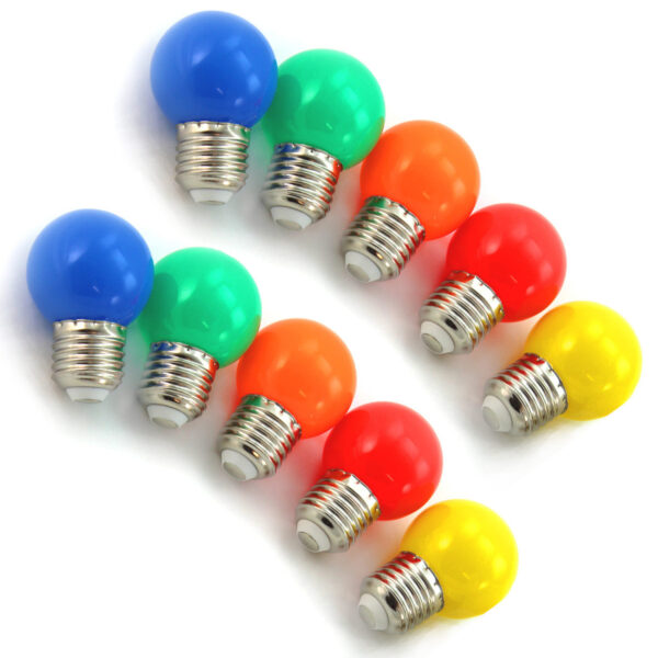 10er Set bunte LED Kugellampen (je 2x rot