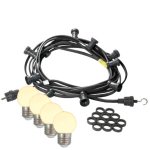 Illu-/Partylichterkette 5m - Außenlichterkette schwarz Made in Germany 10 warmweiße LED Kugellampen