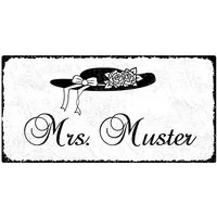 Hochzeitsdeko - Schild mit Name der Braut 300 x 150mm - Mrs.