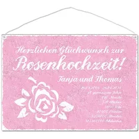 Schild Rosenhochzeit mit Wunschtext - Format A3 rosa