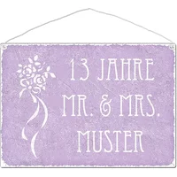 Geschenk zum Hochzeitsag - 13 Jahre Mr. und Mrs. und Name - Schild A3 violett