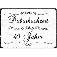 Geschenk zum 40. Hochzeitstag - Schild A4 mit individuellem Wunschtext