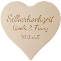 Schneidebrett aus Holz mit Gravur zur "Silbernen Hochzeit" Größe: 24 x 24 x 1