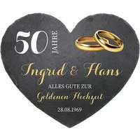 Schieferherz zum 50. Hochzeitstag Goldenen Hochzeit Größe 24 cm Goldene Hochzeit