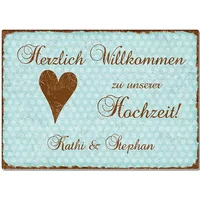 Shabbyschild Hochzeit mit Namen A3 türkis