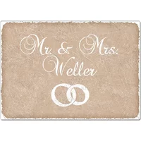 Schild Mr und Mrs mit Name A3 cappuccino