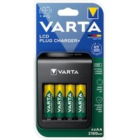 VARTA LCD Plug Charger + inkl. 4x Akku Mignon AA (2100 mAh) Universal Ladegerät