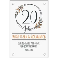 Geschenk zum Jubiläum - Acrylschild mit Jahreszahl und Widmung Design Flower Orange