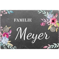 Kleines buntes Türschild aus Schiefer "Design Floral" 150 x 100 mm